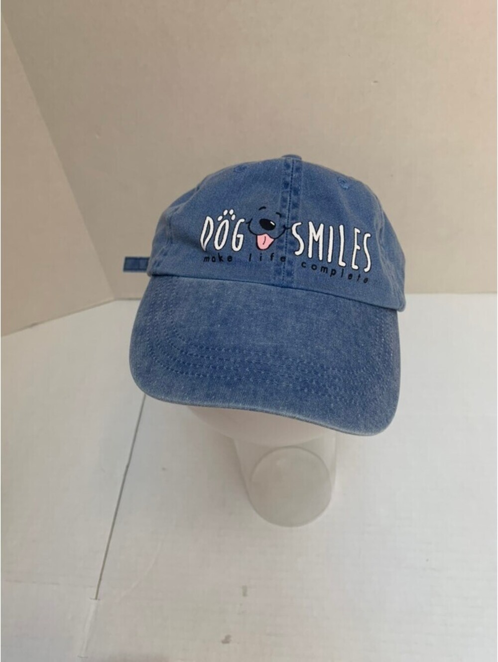 Dog Smiles Make Life Complete Blue Baseball Cap Hat